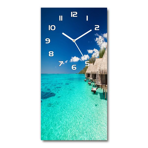 Ceas perete din sticlă dreptunghiular Insula tropicala
