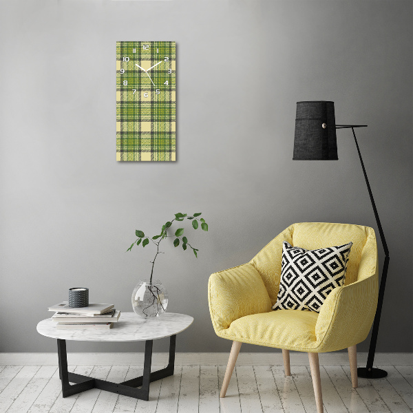 Ceas vertical de perete din sticlă grila verde