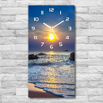 Ceas perete din sticlă dreptunghiular Sunset Beach