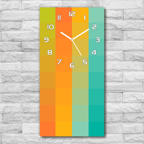 Ceas de sticlă pe perete vertical pătrate colorate
