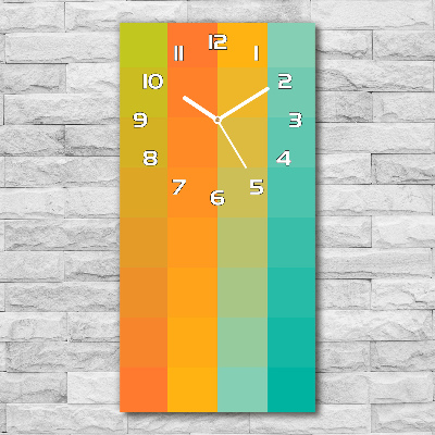 Ceas de sticlă pe perete vertical pătrate colorate