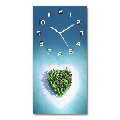 Ceas vertical de perete din sticlă Plaja forma de inima