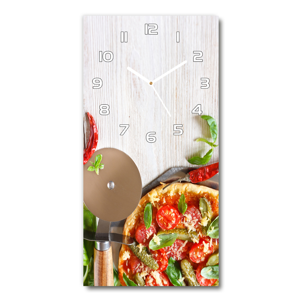 Ceas de sticlă pe perete vertical Pizza