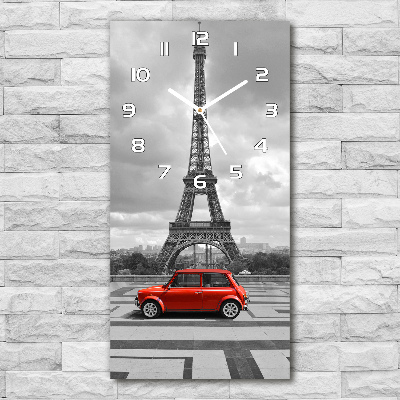 Ceas perete din sticlă dreptunghiular Turnul Eiffel auto