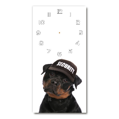 Ceas din sticlă dreptunghiular vertical Rottweiler într-un capac