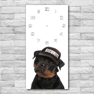 Ceas din sticlă dreptunghiular vertical Rottweiler într-un capac