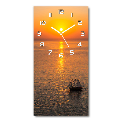 Ceas de sticlă pe perete vertical Apus de soare pe mare