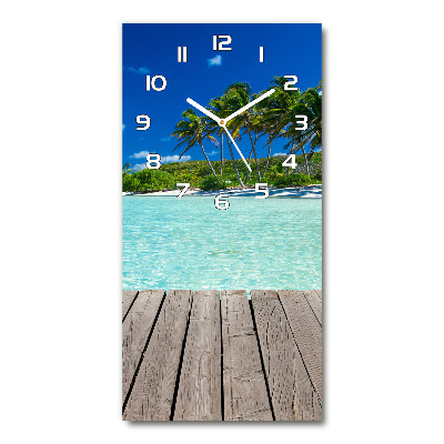 Ceas vertical de perete din sticlă plaja tropicala