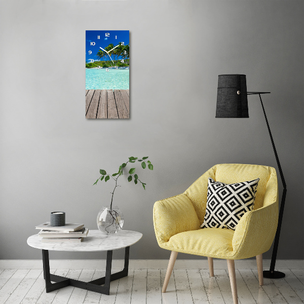 Ceas vertical de perete din sticlă plaja tropicala