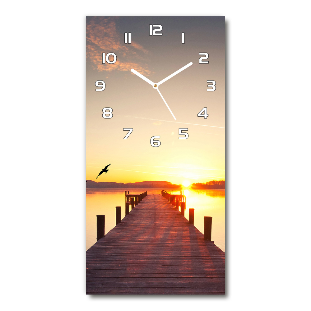 Ceas din sticlă dreptunghiular vertical Sunset Pier