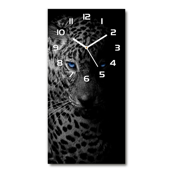 Ceas vertical de perete din sticlă leopard