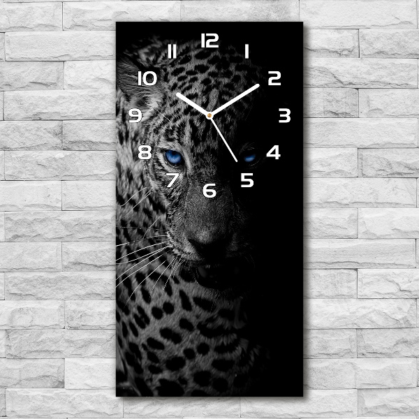 Ceas vertical de perete din sticlă leopard