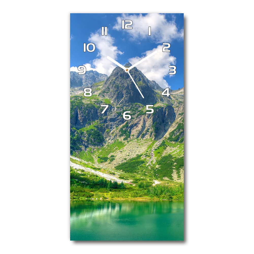 Ceas de sticlă pe perete vertical Lacul în munți