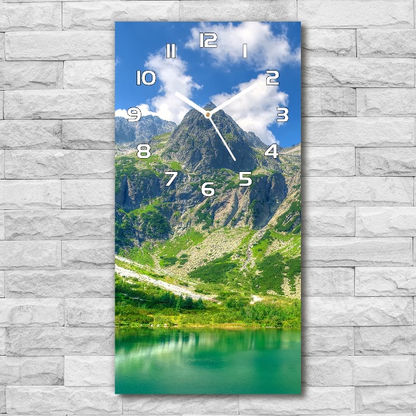 Ceas de sticlă pe perete vertical Lacul în munți