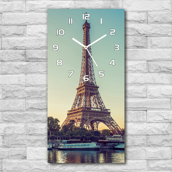 Ceas vertical de perete din sticlă Turnul Eiffel din Paris