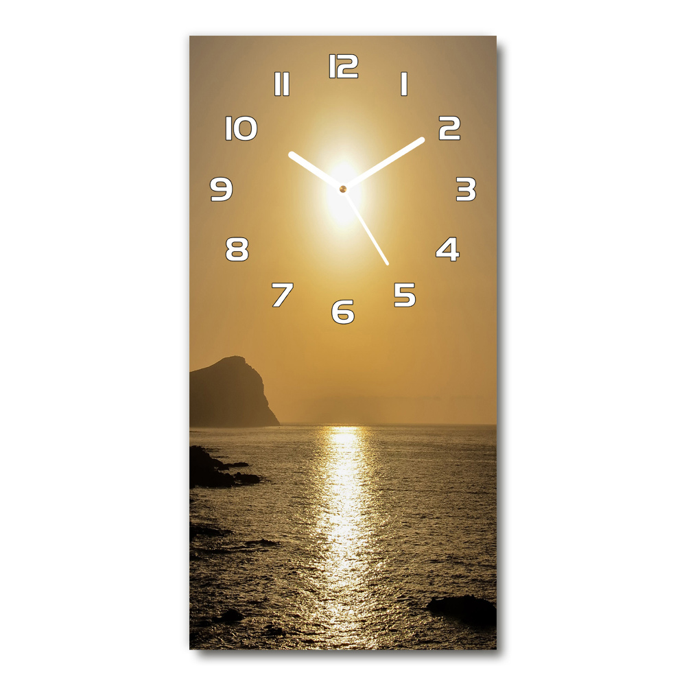 Ceas din sticlă dreptunghiular vertical Apus de soare pe mare