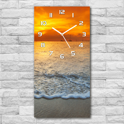 Ceas vertical de perete din sticlă Apus de soare