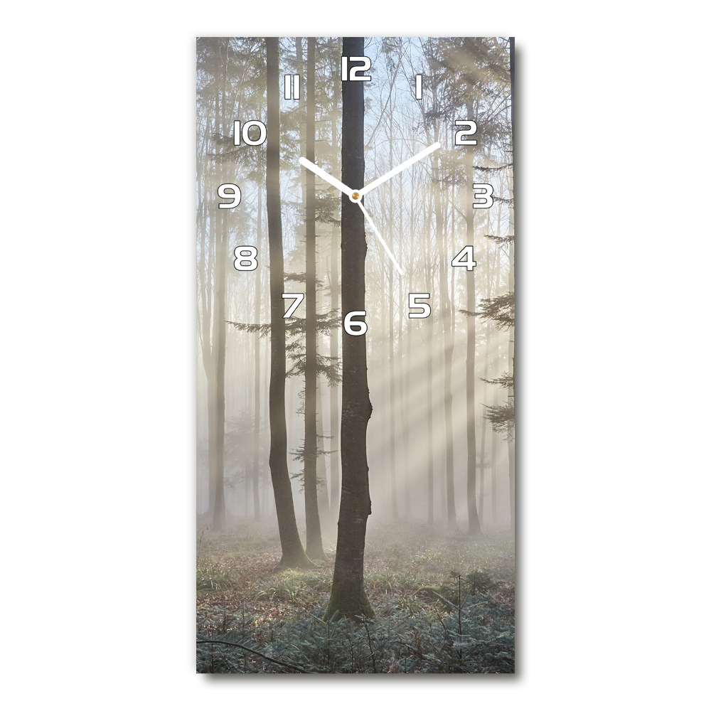 Ceas vertical de perete din sticlă Ceață în pădure