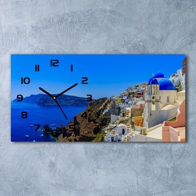 Ceas de perete modern din sticla Santorini, Grecia