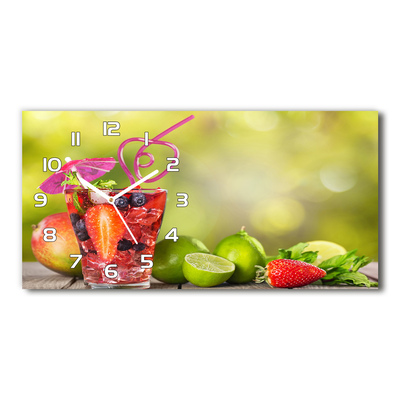 Ceas de perete orizontal din sticlă cocktail de fructe