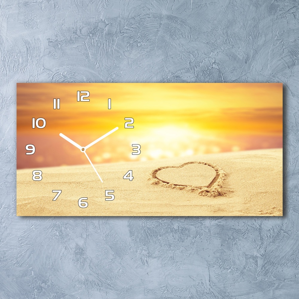 Ceas de perete modern din sticla Inima pe nisip