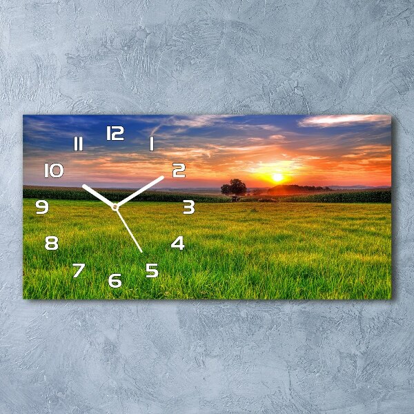 Ceas de perete modern din sticla Sunset Meadow