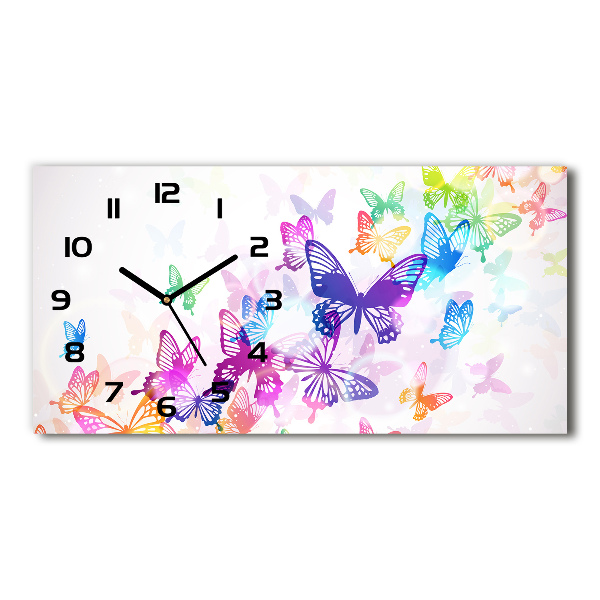 Ceas de perete modern din sticla fluturi colorat