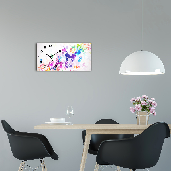 Ceas de perete modern din sticla fluturi colorat