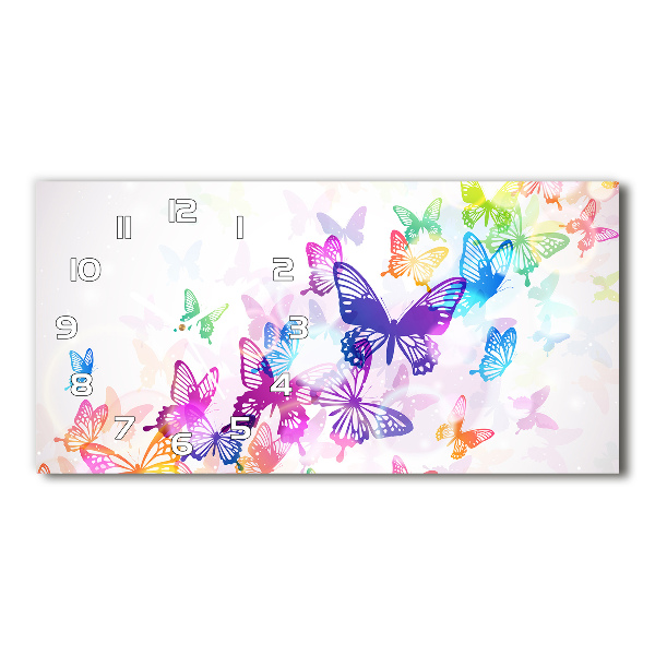 Ceas de perete modern din sticla fluturi colorat