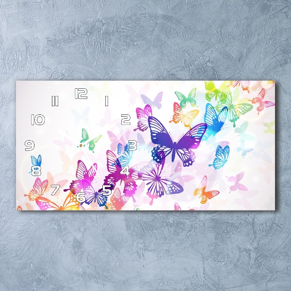 Ceas de perete modern din sticla fluturi colorat