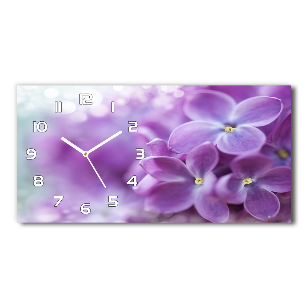 Ceas de perete modern din sticla flori de liliac