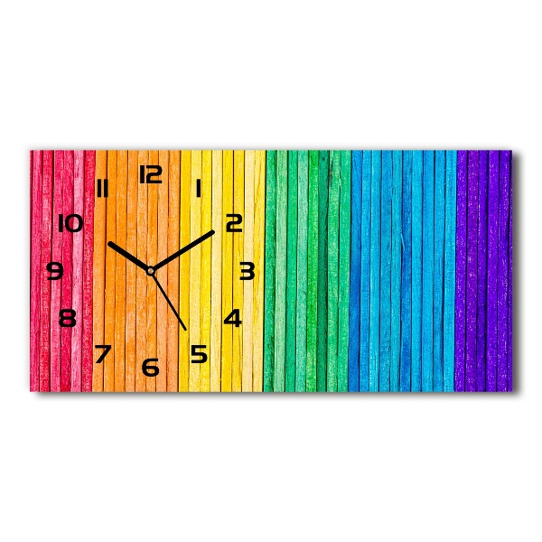 Ceas de perete orizontal din sticlă dungi colorate