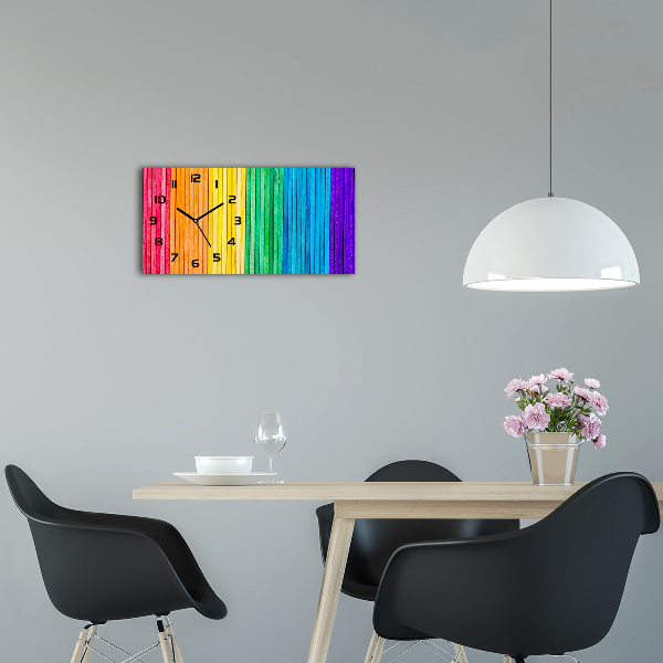 Ceas de perete orizontal din sticlă dungi colorate
