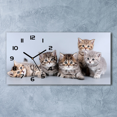 Ceas de perete modern din sticla cinci pisici
