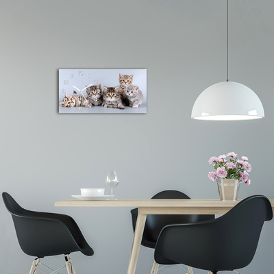 Ceas de perete modern din sticla cinci pisici