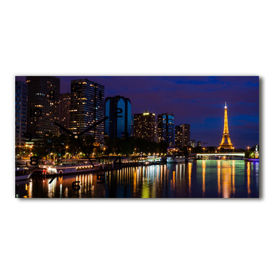 Ceas de perete modern din sticla Parisul noaptea