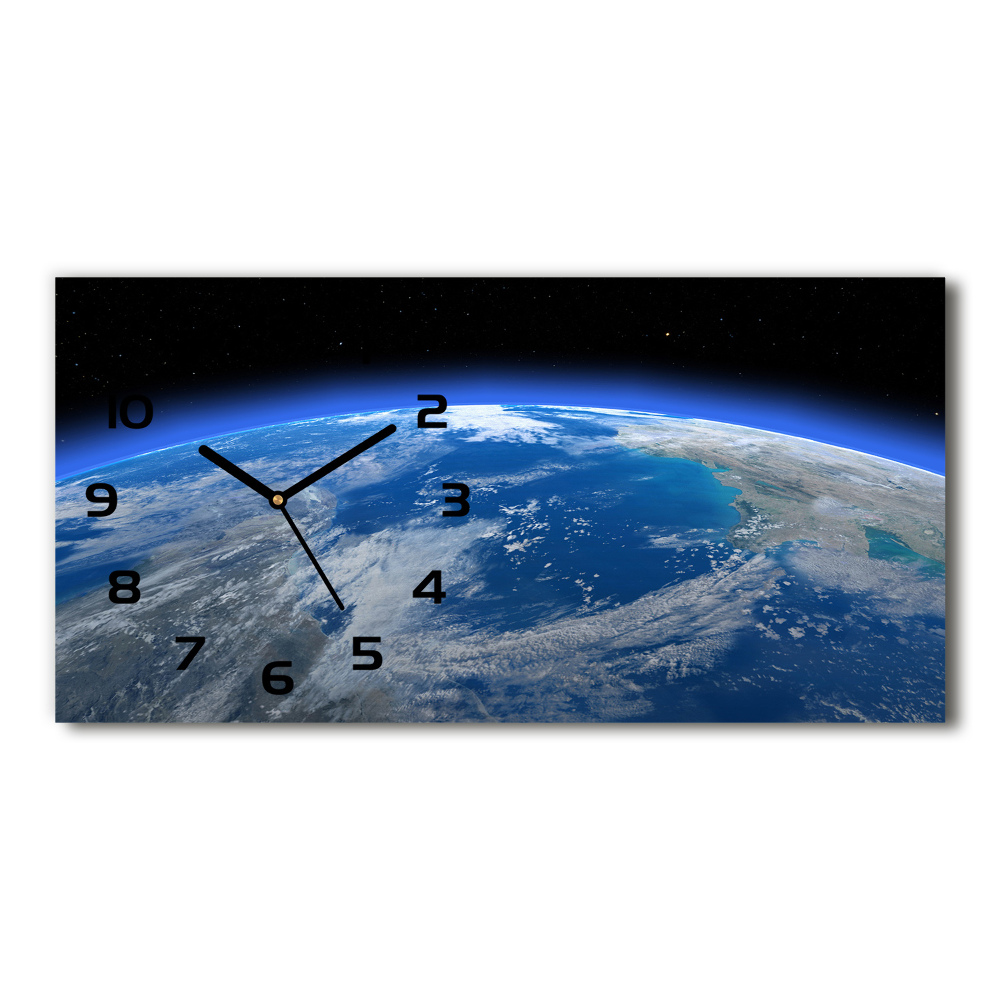 Ceas de perete orizontal din sticlă Planeta Pământ