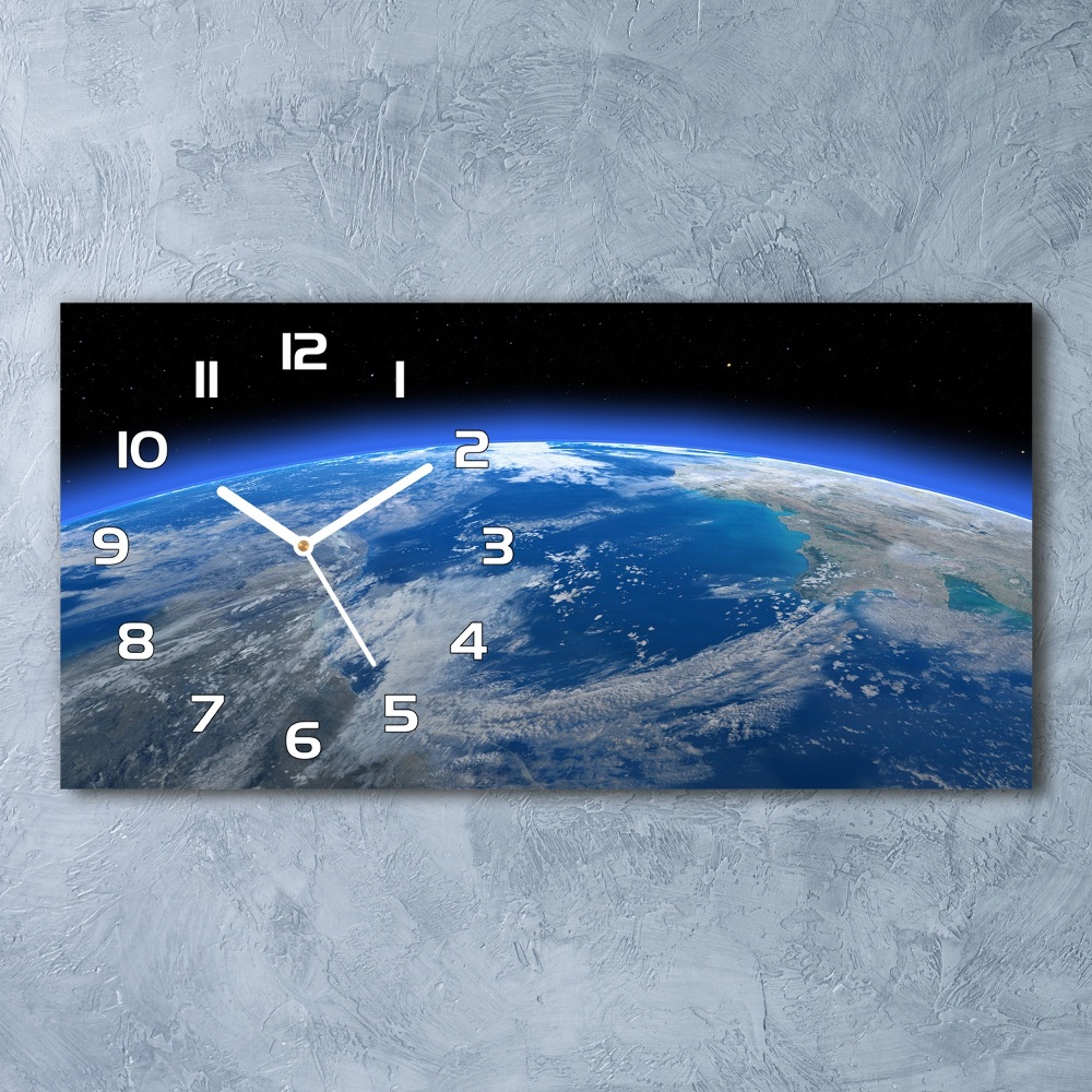 Ceas de perete orizontal din sticlă Planeta Pământ