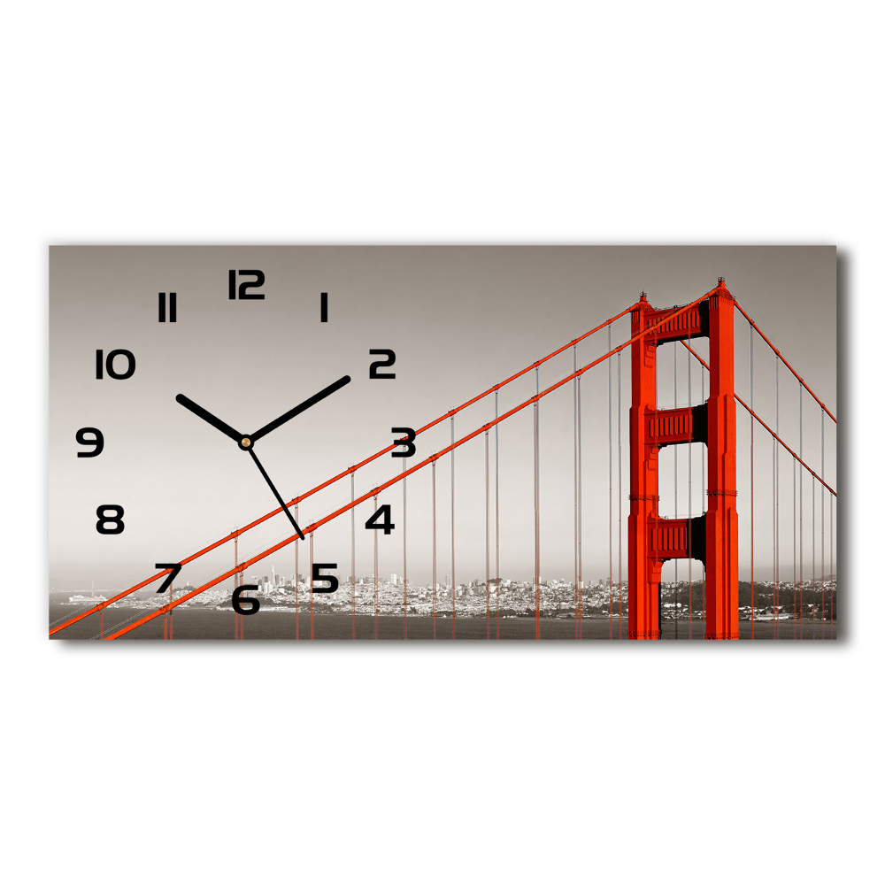 Ceas de perete orizontal din sticlă Podul din San Francisco