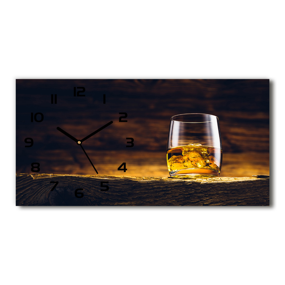 Ceas de perete modern din sticla Bourbon într-un pahar