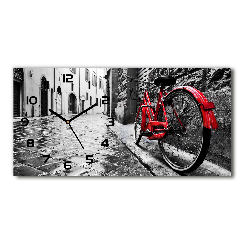 Ceas de perete modern din sticla bicicletă roșie