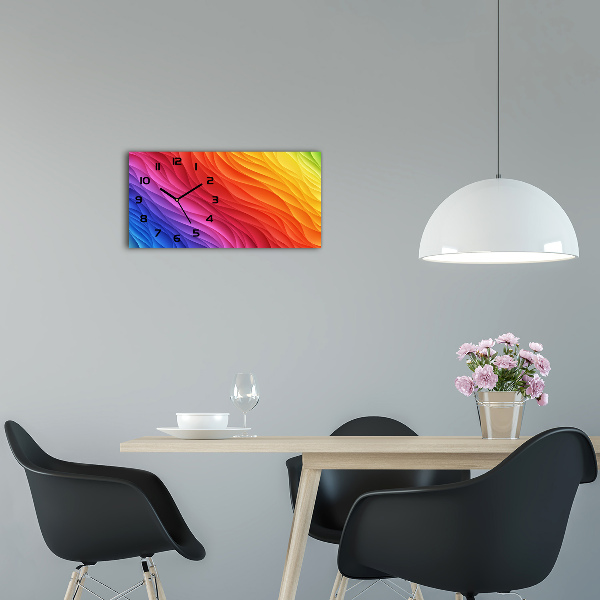 Ceas de perete orizontal din sticlă valuri colorate