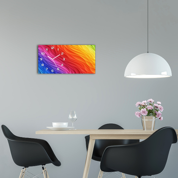 Ceas de perete orizontal din sticlă valuri colorate