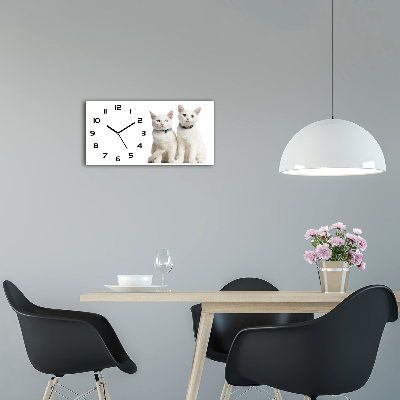 Ceas de perete modern din sticla pisici albe