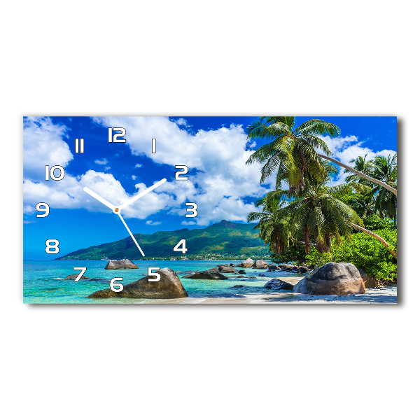 Ceas de perete modern din sticla plaja Seychelles