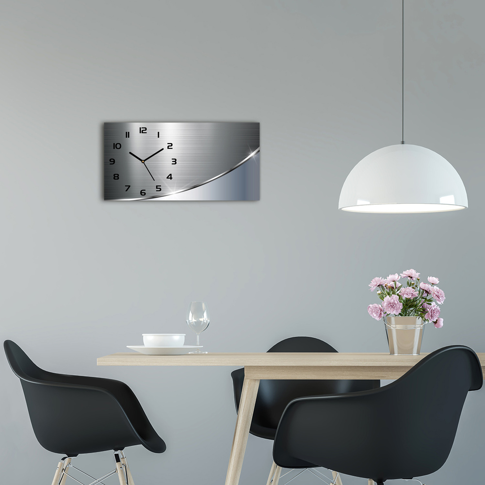 Ceas de perete orizontal din sticlă abstracție de metal