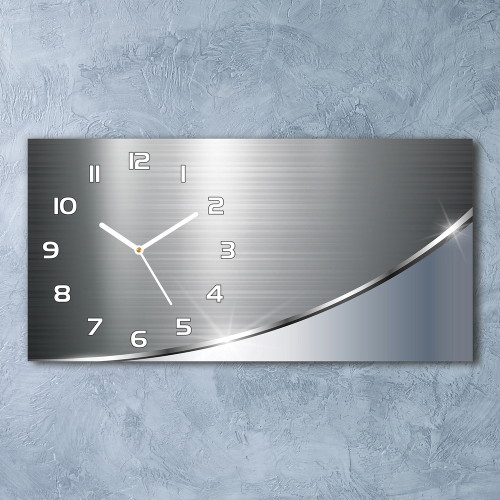 Ceas de perete orizontal din sticlă abstracție de metal