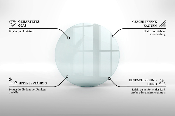 Sticlă sub șemineu rotund transparent