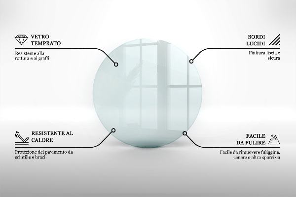 Sticlă sub șemineu rotund transparent