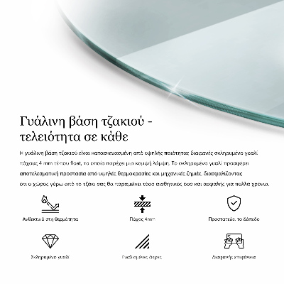 Sticlă sub șemineu rotund transparent